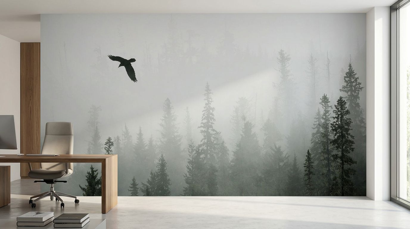 Misty Forest Raven Scene — room mockup 2