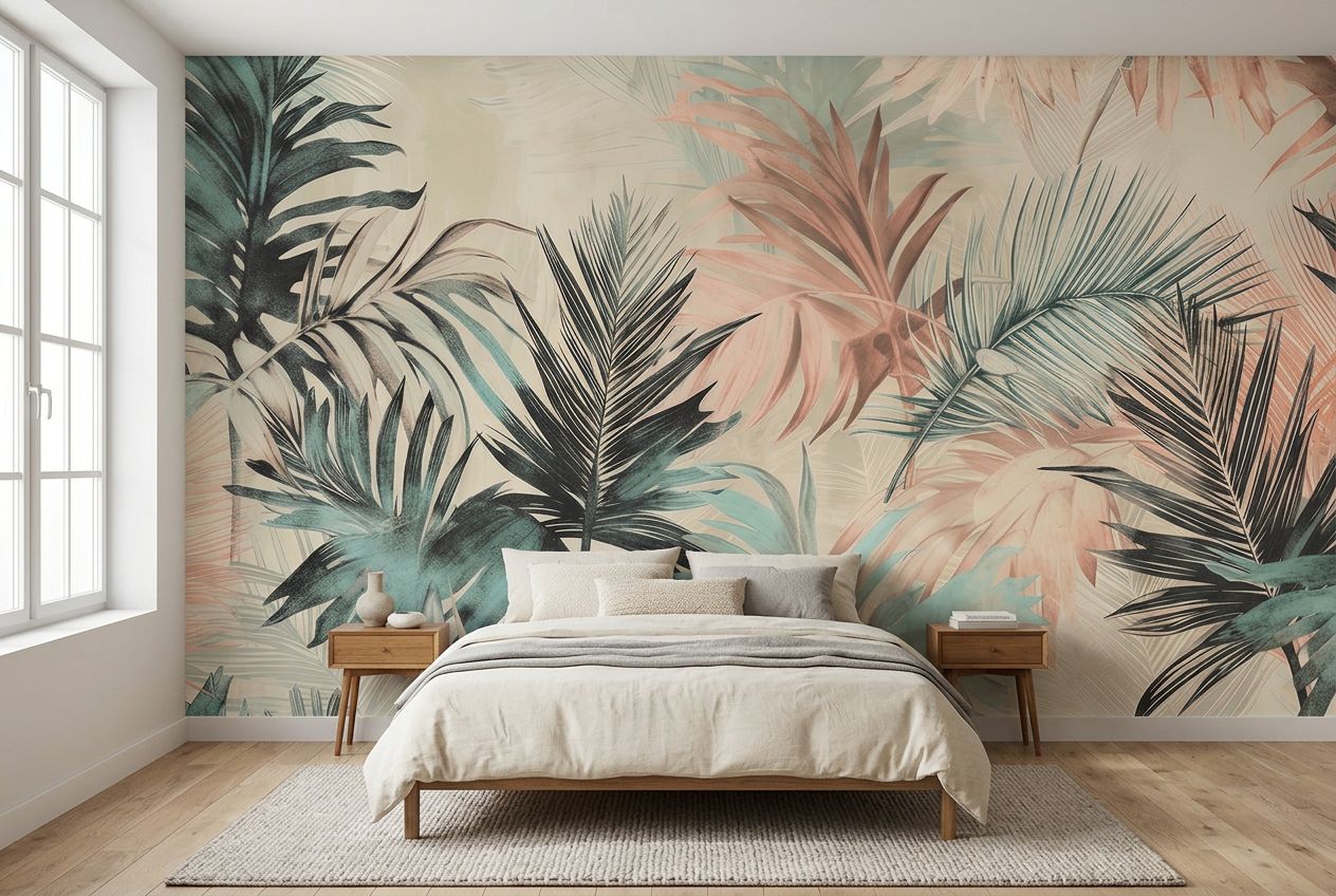 Watercolor Tropical Leaf Pattern — room mockup 2