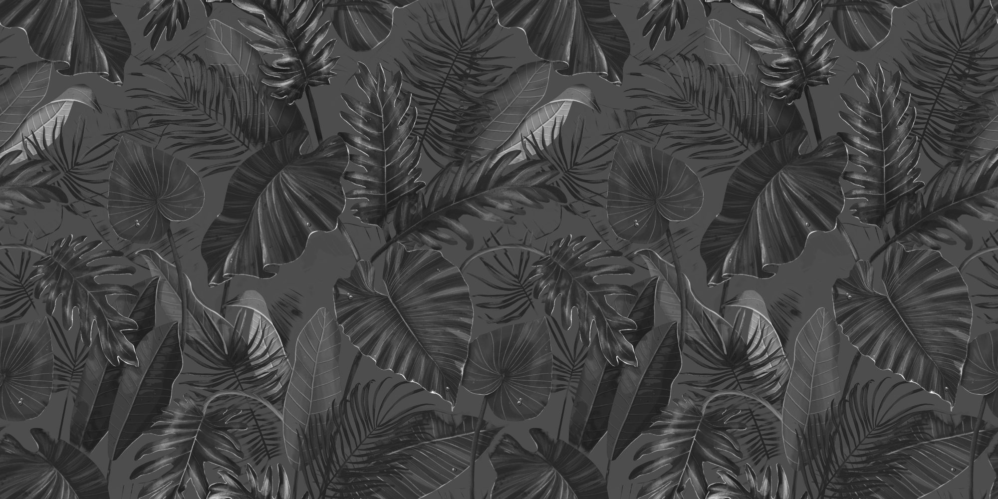 Charcoal Tropical Leaves