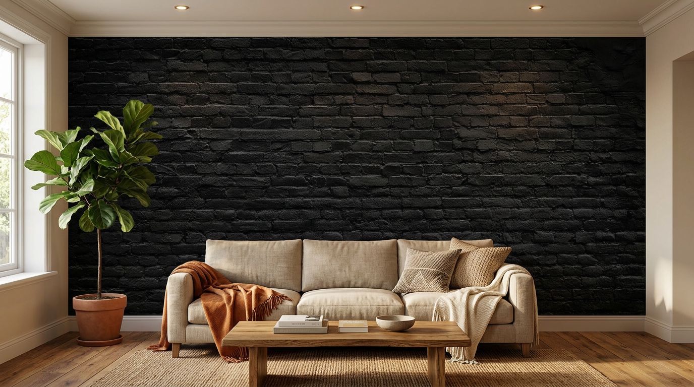 Weathered Black Brick Wall