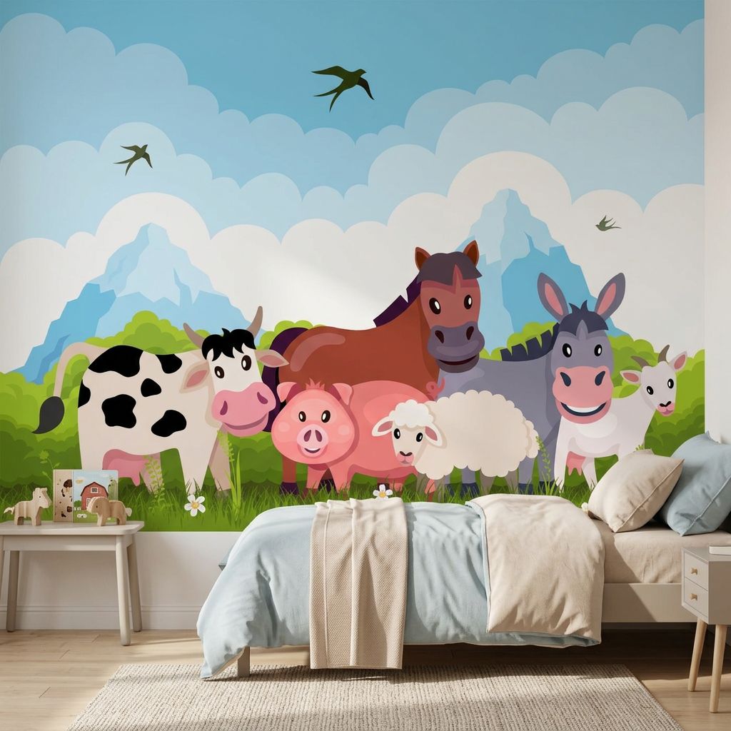 Cartoon Farm Animals — room mockup 2