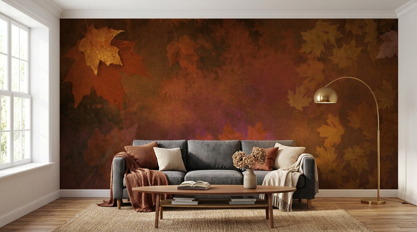 Autumn Leaves Watercolour shown in a room