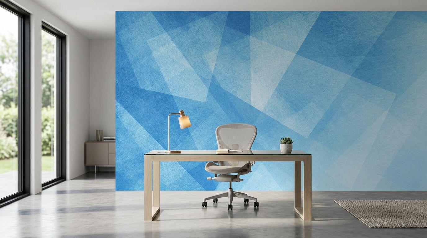 Abstract Blue Geometric Triangle Pattern