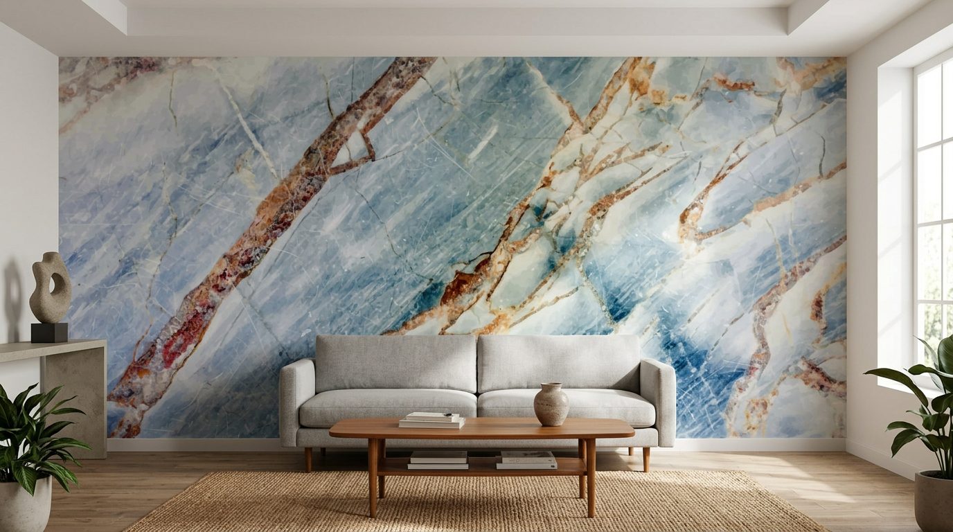 Azure Marble Veins shown in a room
