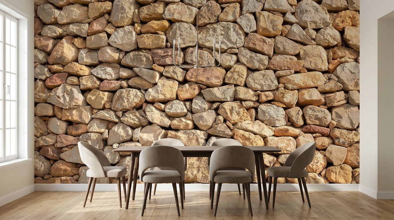 Rustic Dry-Stack Stone Wall — room mockup 2