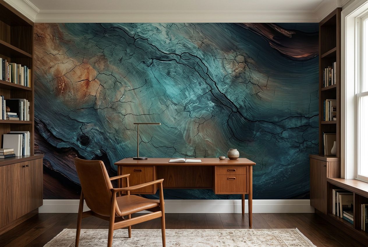 Stunning Weathered Wood - Teal & Brown — room mockup 2