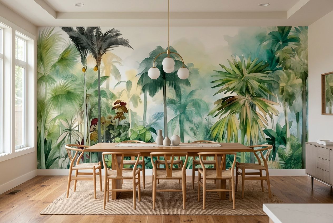 Serene Tropical Palm Scene — room mockup 3