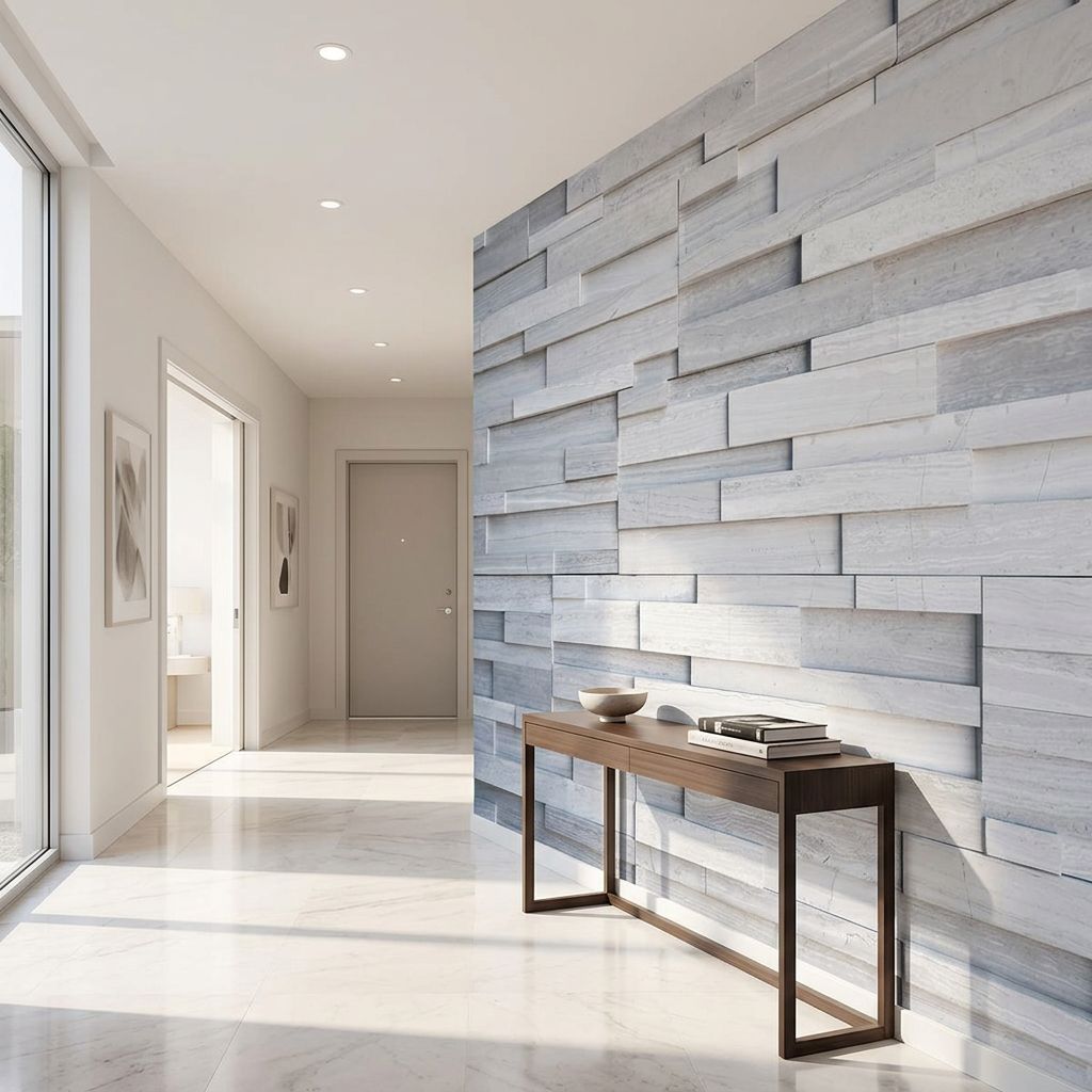 Modern Grey Stone Tile Wall — room mockup 3