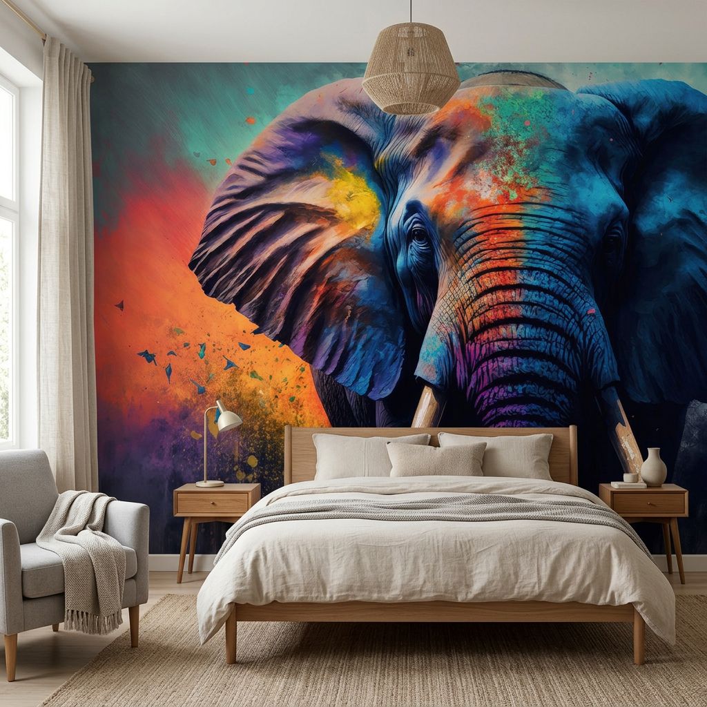 Abstract Elephant Painting: Realism Meets Expressionism — room mockup 2