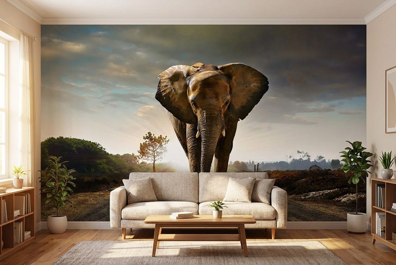 Lone Elephant at Sunset