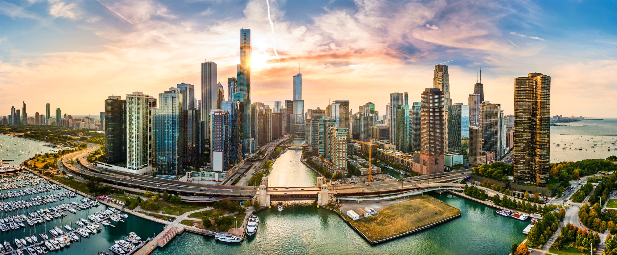 Chicago Riverfront Sunset