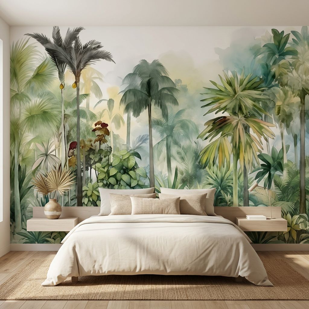 Serene Tropical Palm Scene — room mockup 2