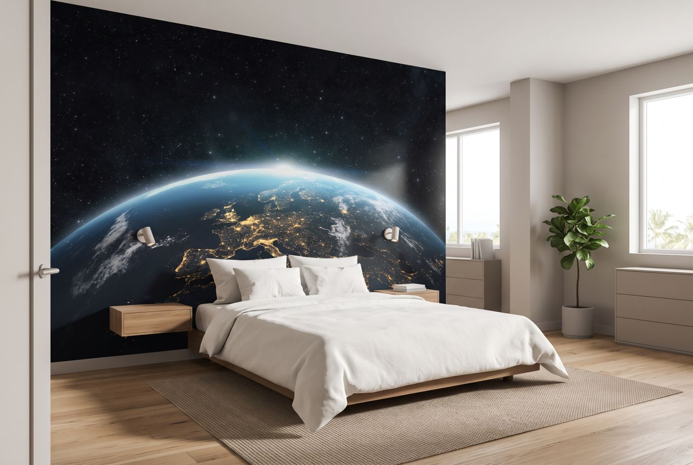 Earth in space — room mockup 2