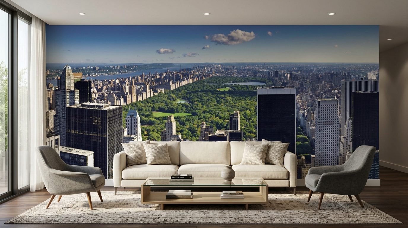 Central Park from Above shown in a room
