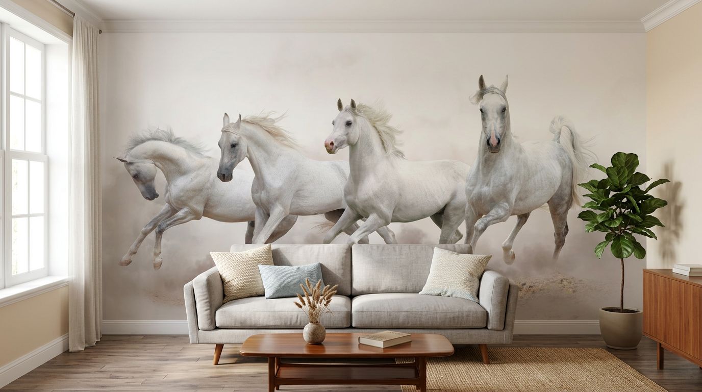 Arabian White Horses Galloping
