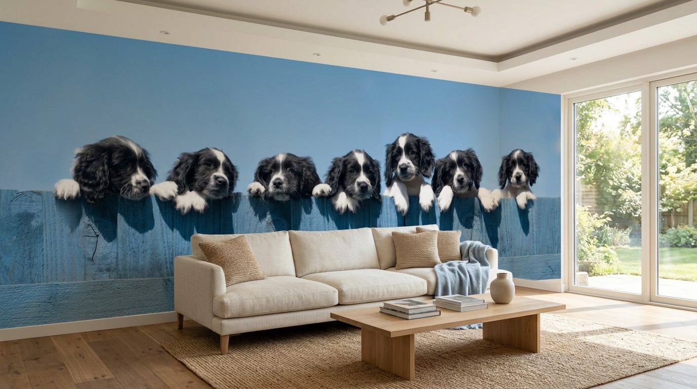 Spaniel Puppies shown in a room