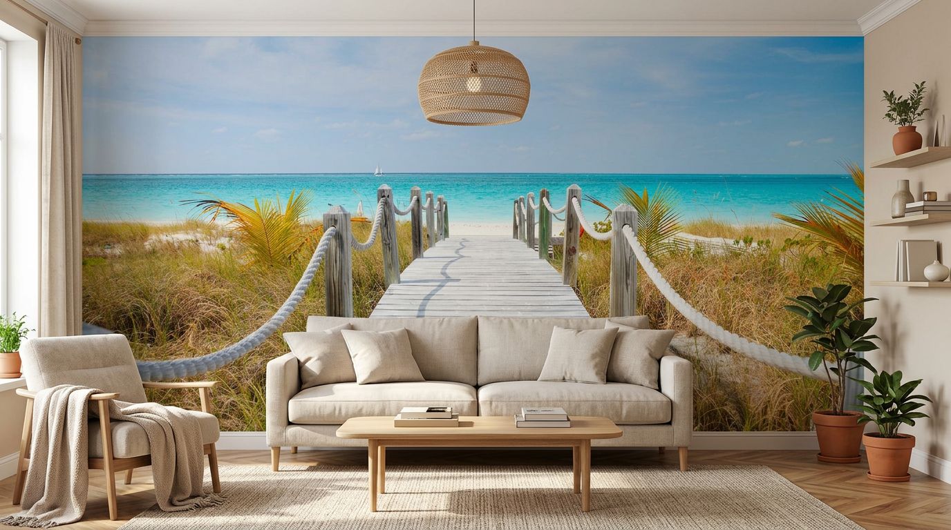 Stunning Caribbean Beach Walkway — room mockup 2