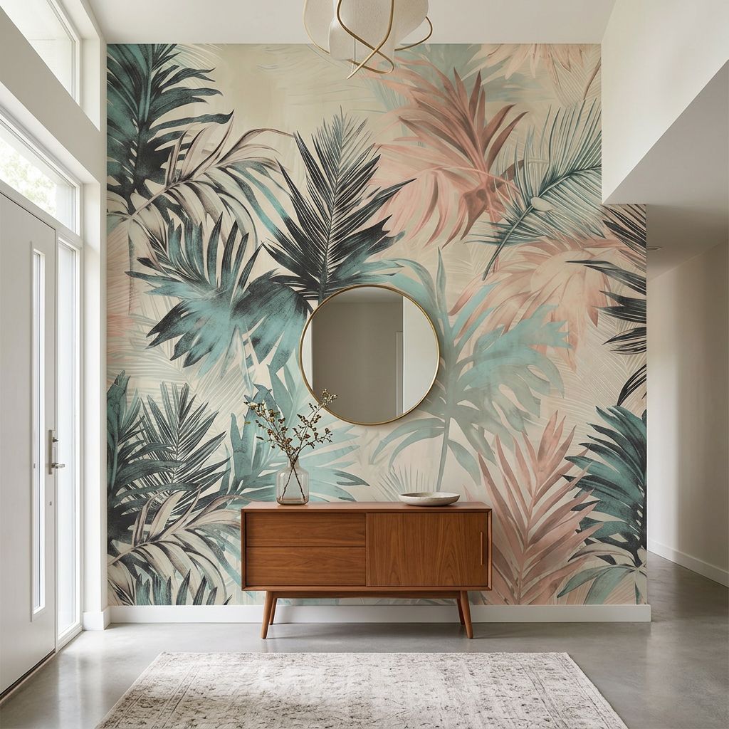 Watercolor Tropical Leaf Pattern — room mockup 3