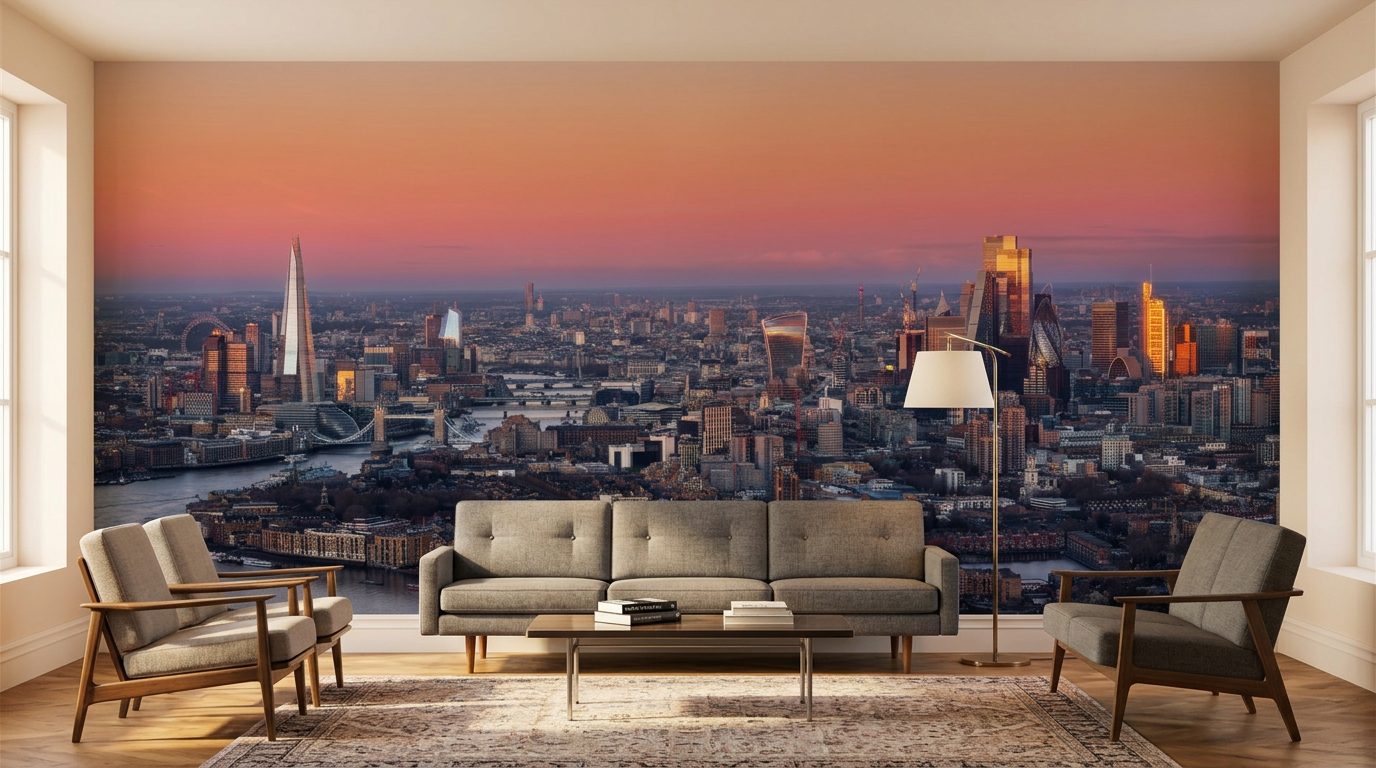 London Dawn from Above shown in a room