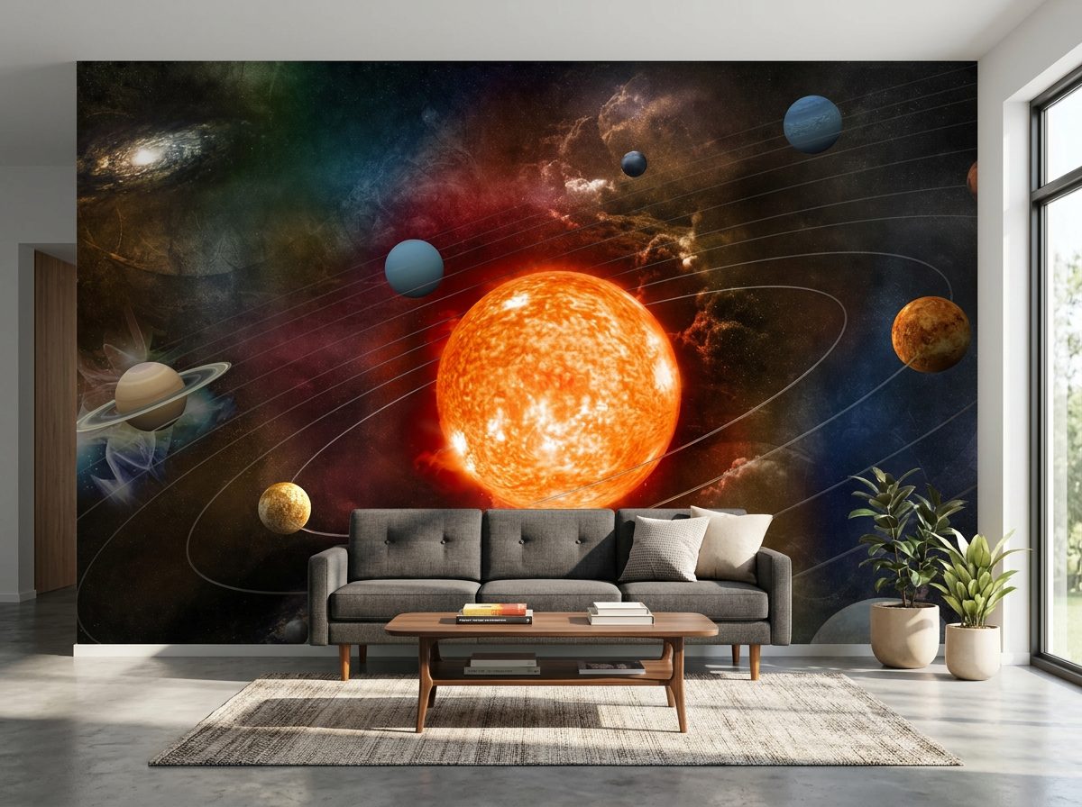 Our Solar System shown in a room