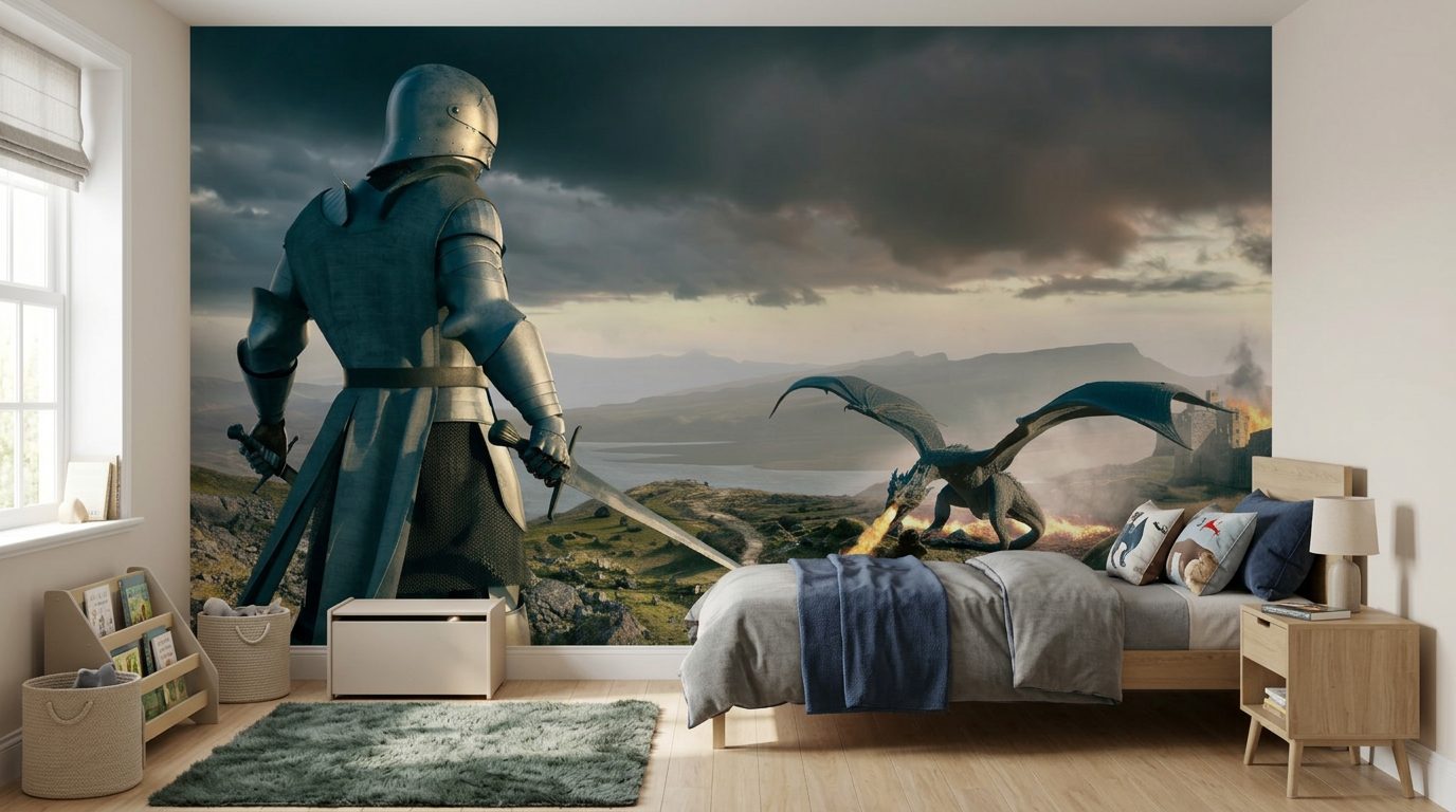 Knight & Dragon shown in a room
