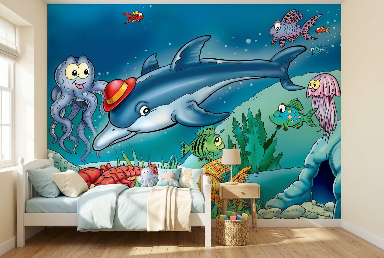 Under the Sea Cartoon shown in a room