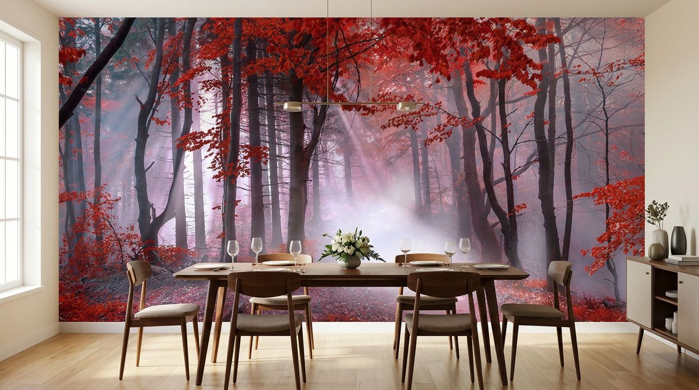 Autumn Misty Forest Path — room mockup 3
