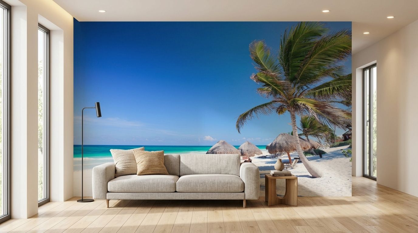 Caribbean beach in Tulum — room mockup 3