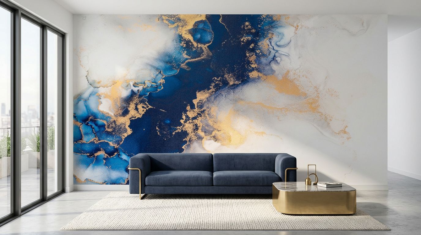 Deep Blue & Gold Marble