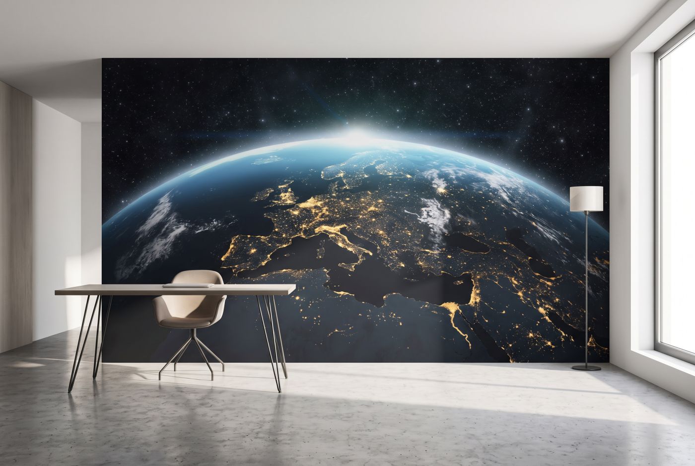 Earth in space — room mockup 3