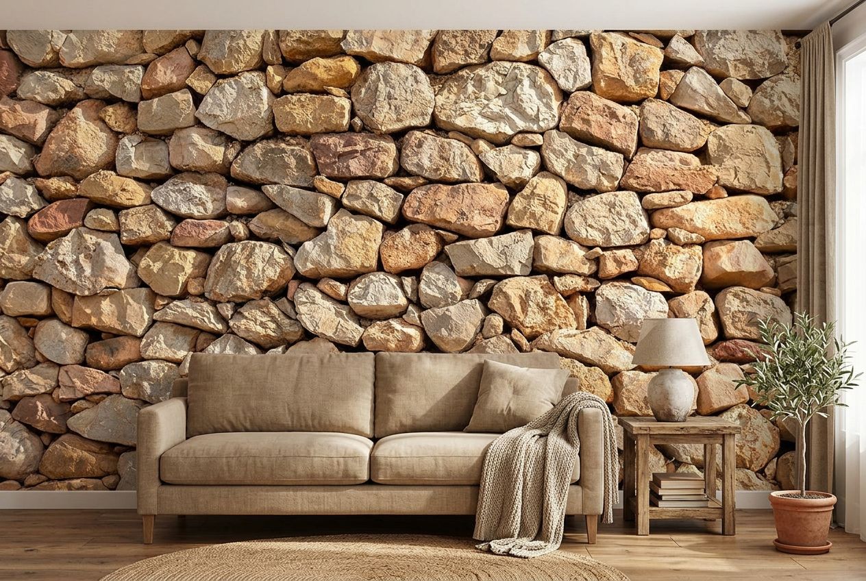 Rustic Dry-Stack Stone Wall