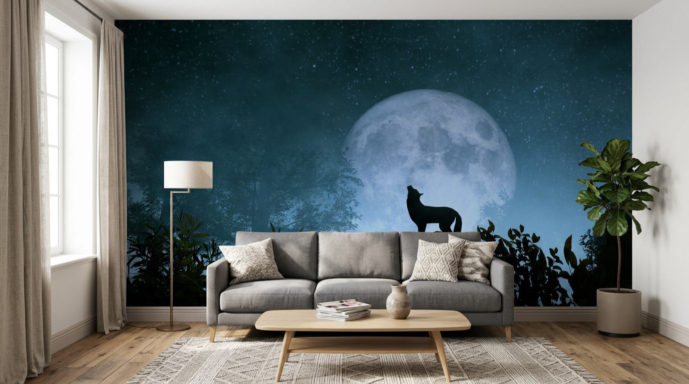 Wolf and Full Moon