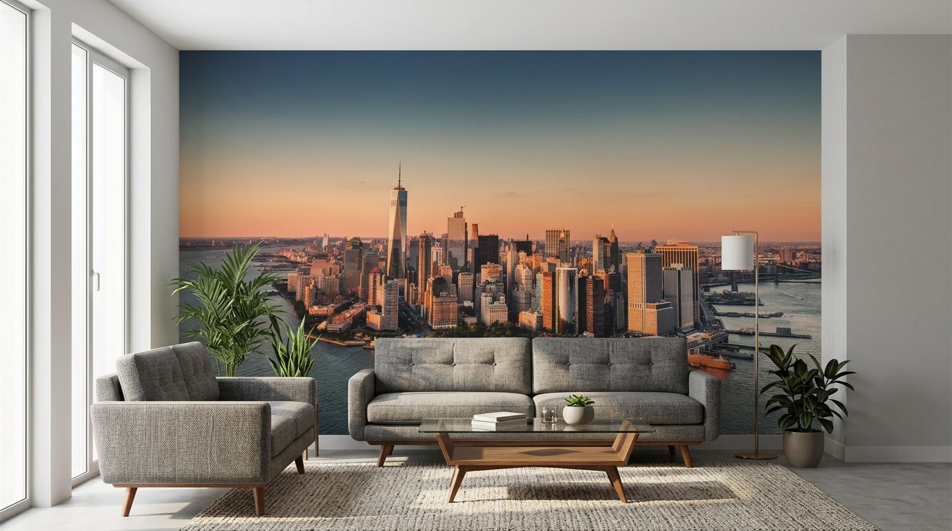 Lower Manhattan from the Air shown in a room