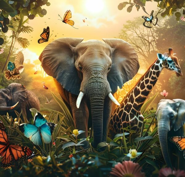 Beautiful elephant with butterfly wallpapers