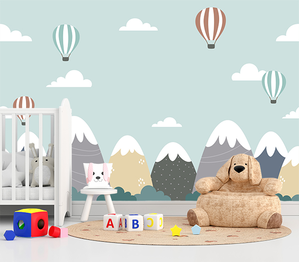 Hot Air Balloon Wall Decor: Whimsical Nursery Wallpaper for Kids