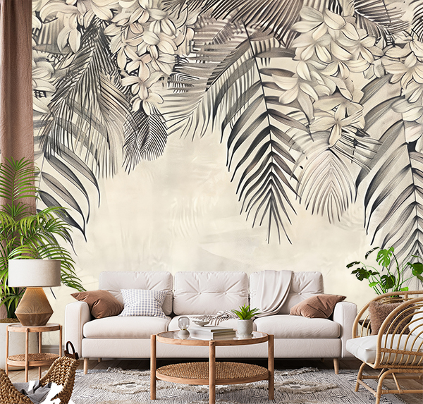 Botanical palm leaves illustration