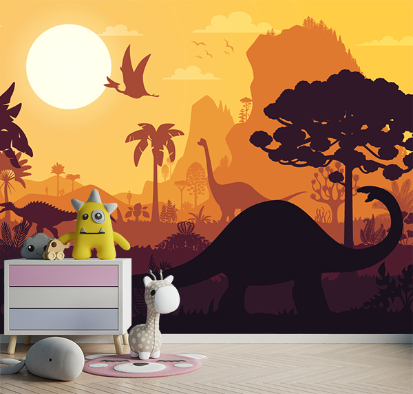Bring history to life with this prehistoric wallpaper. Featuring dinosaurs, dense forests, and vibrant skies, making an adventurous atmosphere.
