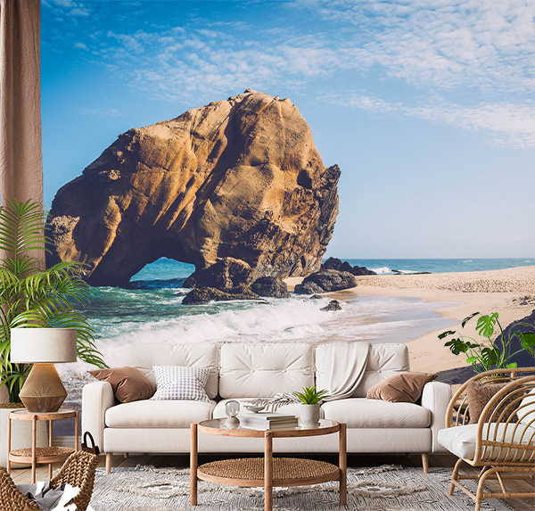 Add coastal charm to your space with this stunning rock formation scene. Featuring Penedo do Guincho, turquoise waters, and golden sands—ideal for a peaceful, nature-inspired decor.