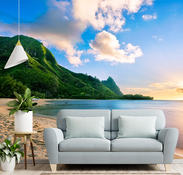 Stunning Bali Hai beach featuring a secluded Kauai cove. this high-resolution image can bring the tranquil beauty of Kauai's hidden gem to your home.