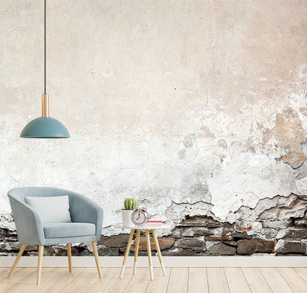Striking wall art featuring peeling plaster and exposed brick—perfect for adding texture, depth, and urban charm to modern or industrial-style interiors.