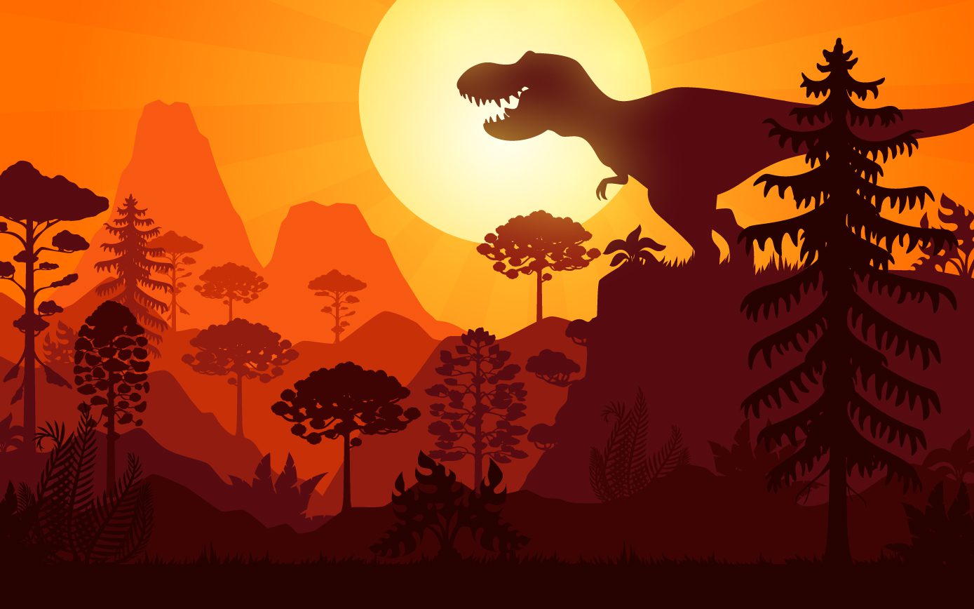 Dinosaur Cliffside Silhouette